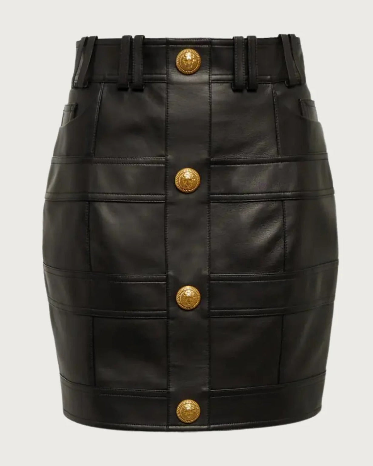 Black Cropped Jacket & Skirt Set with Gold Buttons