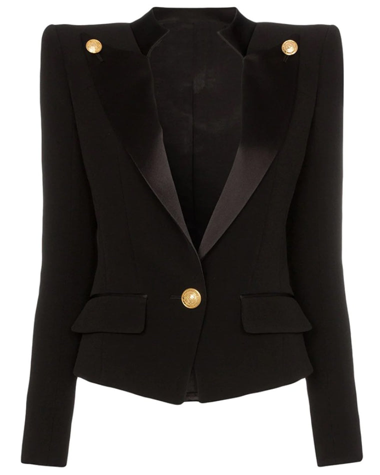 Satin Button Blazer