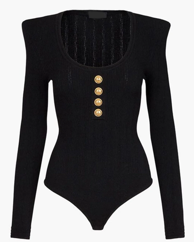 black gold button bodysuit