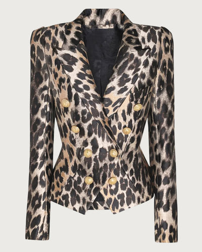 leopard gold button blazer