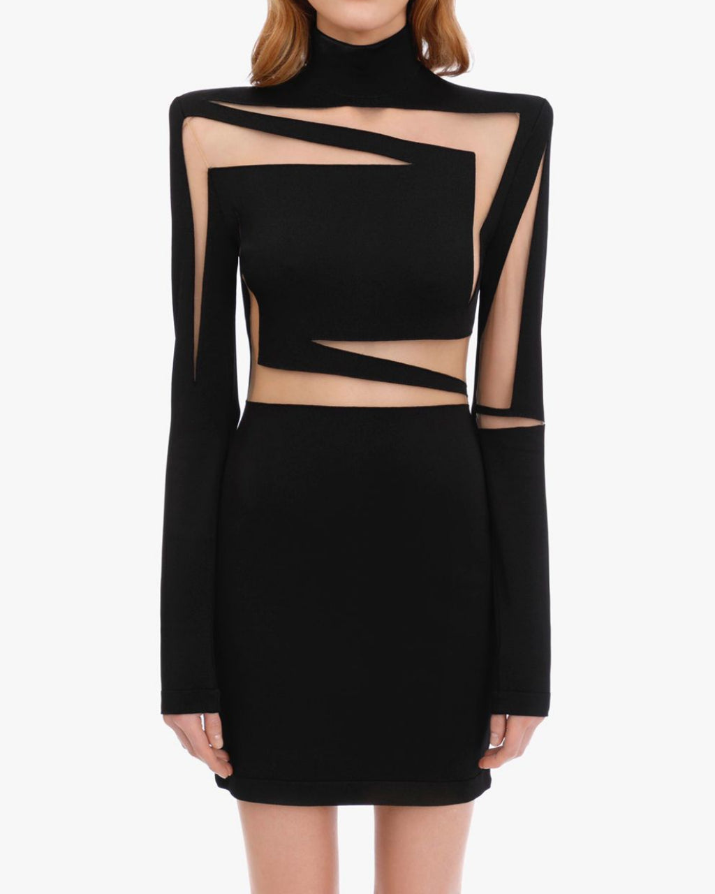 Black Cut Out Mesh Mini Dress – Haute In Couture