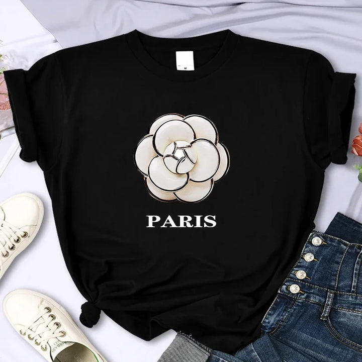 Paris Camellia Couture Short Sleeved Graphic Tee