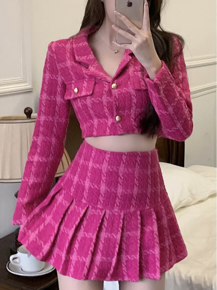 Pink Jacket Skirt Set