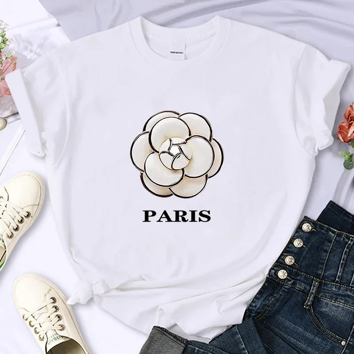 Paris Camellia Couture Short Sleeved Graphic Tee