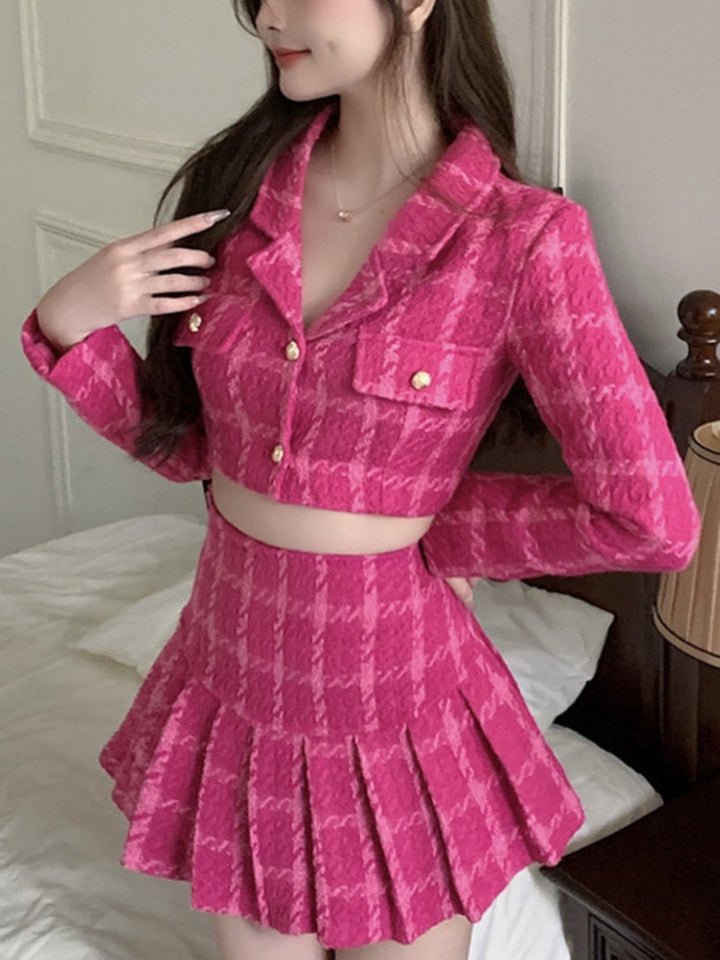 Pink Cropped Tweed Jacket 