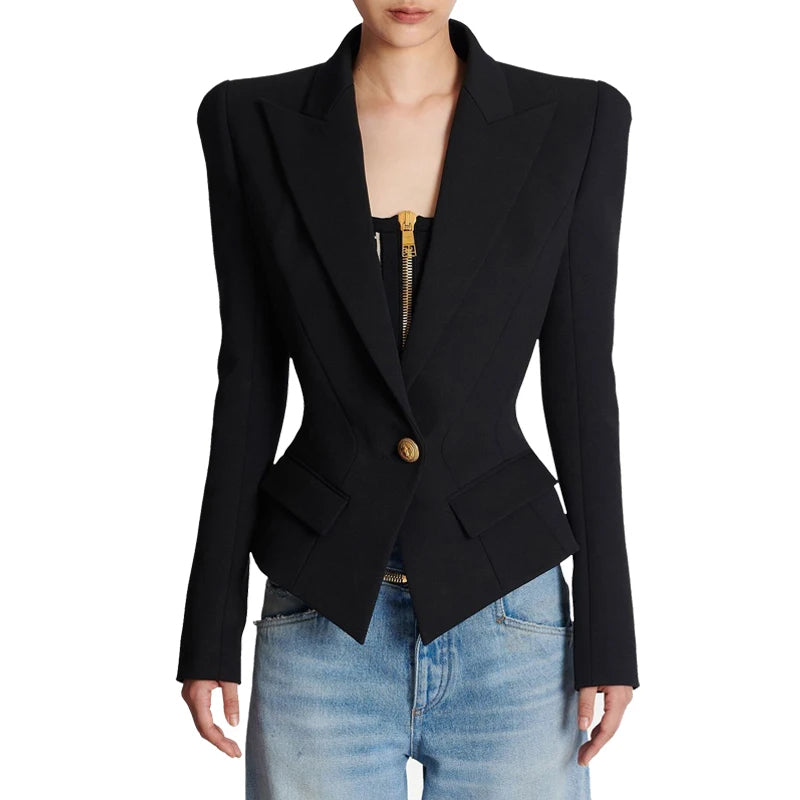 Black Blazer Gold Button
