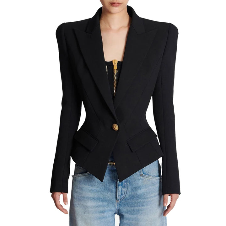 Black Blazer Gold Button