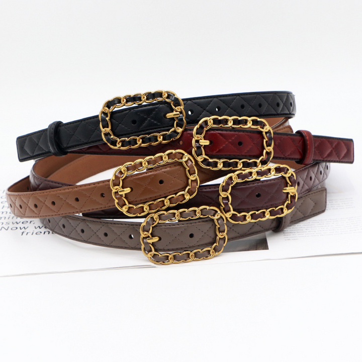 Couture Leather Gold Chain Buckle Belt - 5 Classic Colors