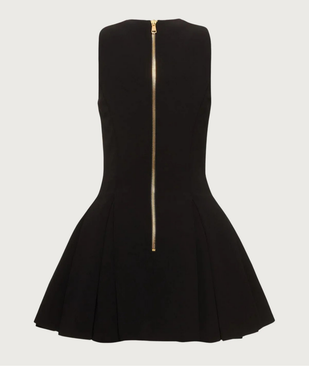 Black Gold Button Pleated Flare Mini Dress