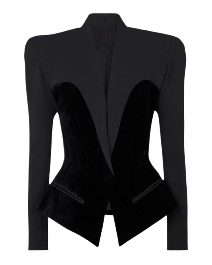 Black Velvet V-Line Blazer