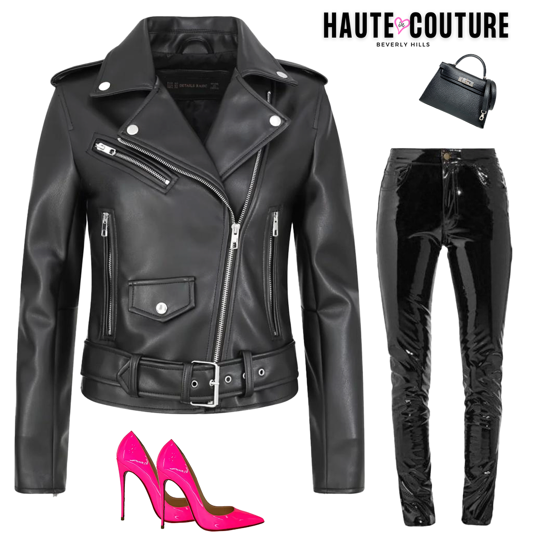 Women's Black Classic Leather Biker Jacket