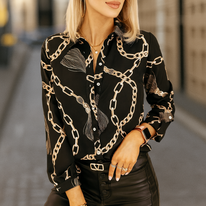 Gabriella Elegant Couture Style Chain Link Women's Blouse