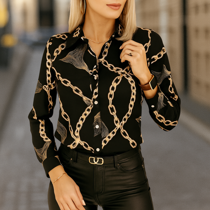Gabriella Elegant Couture Style Chain Link Women's Blouse