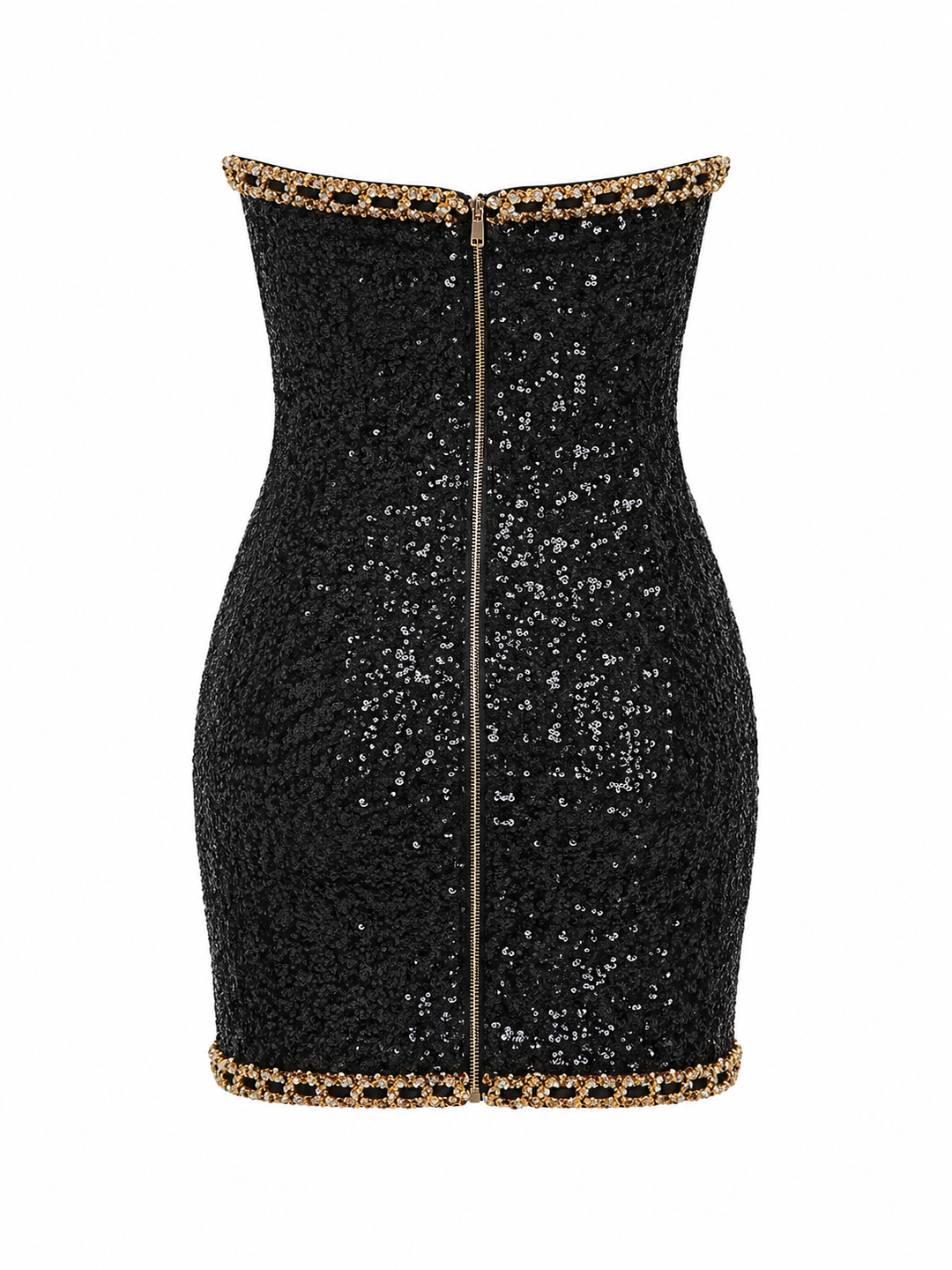 Monte Carlo Black & Gold Chain Sequin Mini Dress