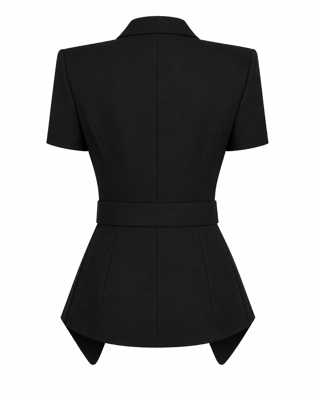 Black Short Sleeve Gold Belted Blazer