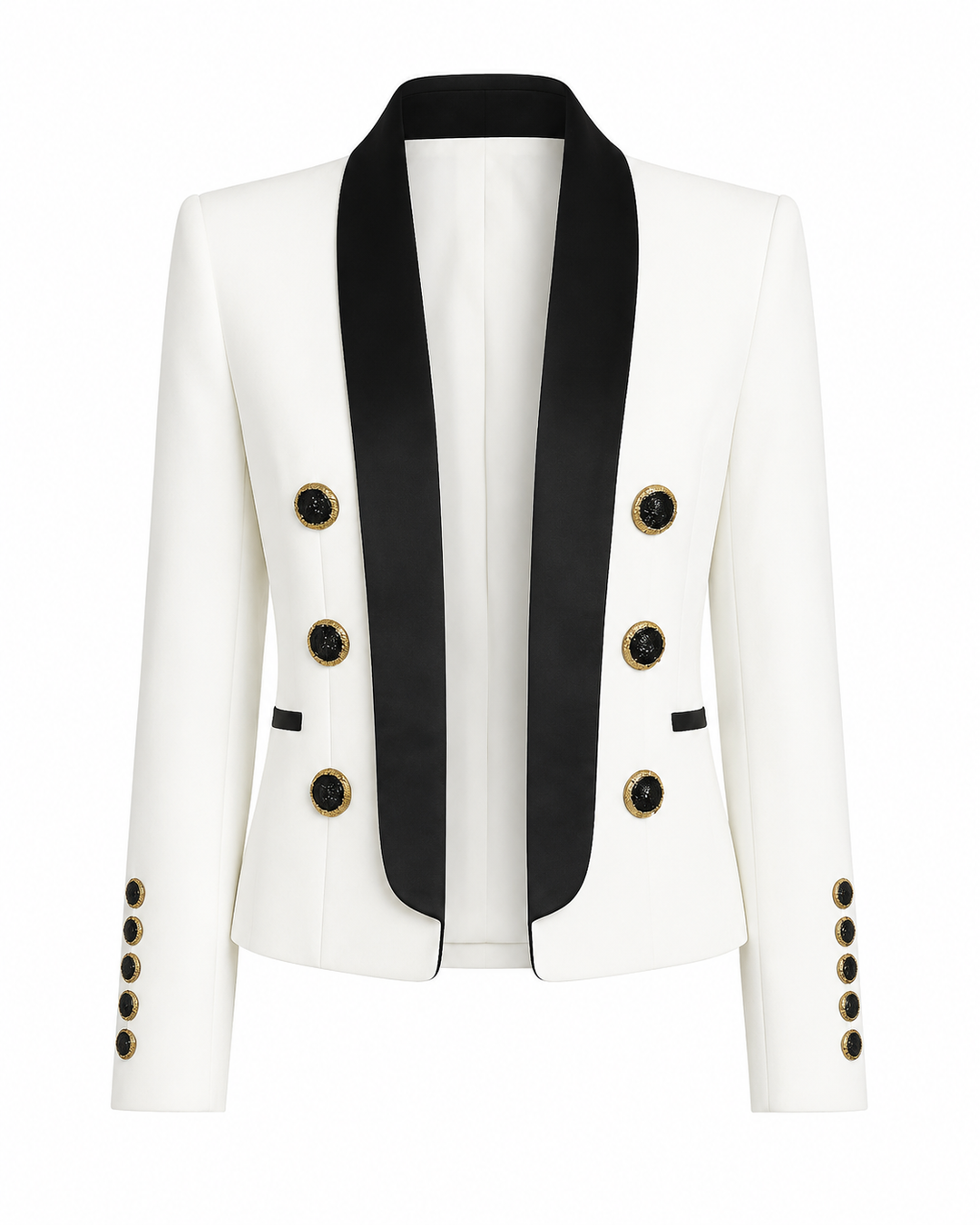 White Contrast Tuxedo Statement Blazer
