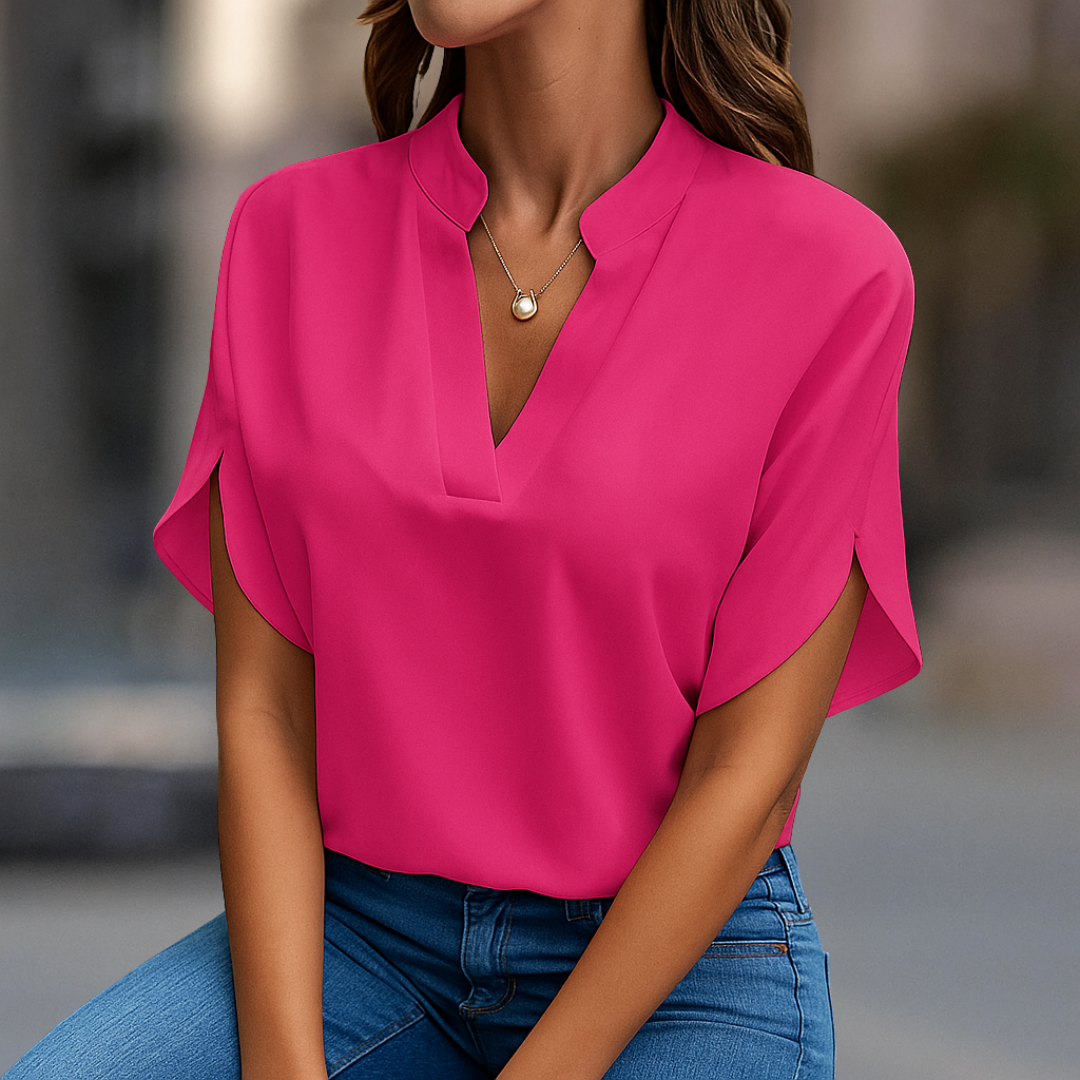 Elena Elegant V-Neck Women's Blouse