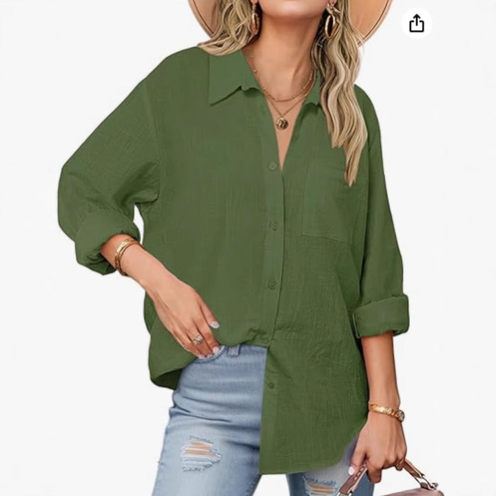 Women's Classic Linen Button Down Shirt