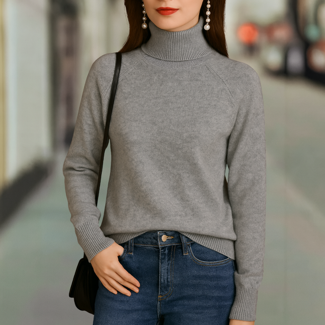 Heather Ultra Soft Classic Pullover Knit Turtleneck Sweater