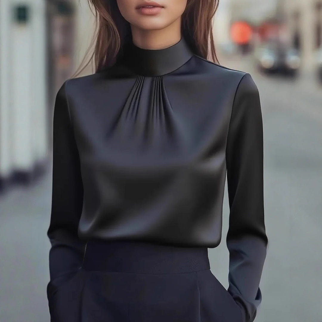 Isabelle Luxe Silky Satin High Neck Women's Blouse
