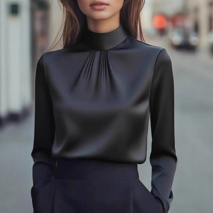 Isabelle Luxe Silky Satin High Neck Women's Blouse
