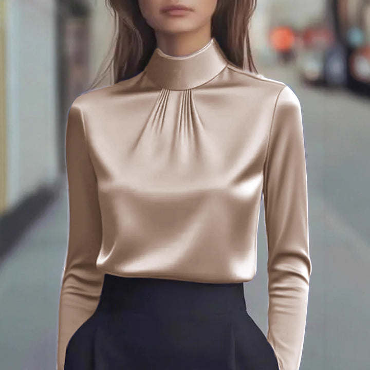 Isabelle Luxe Silky Satin High Neck Women's Blouse