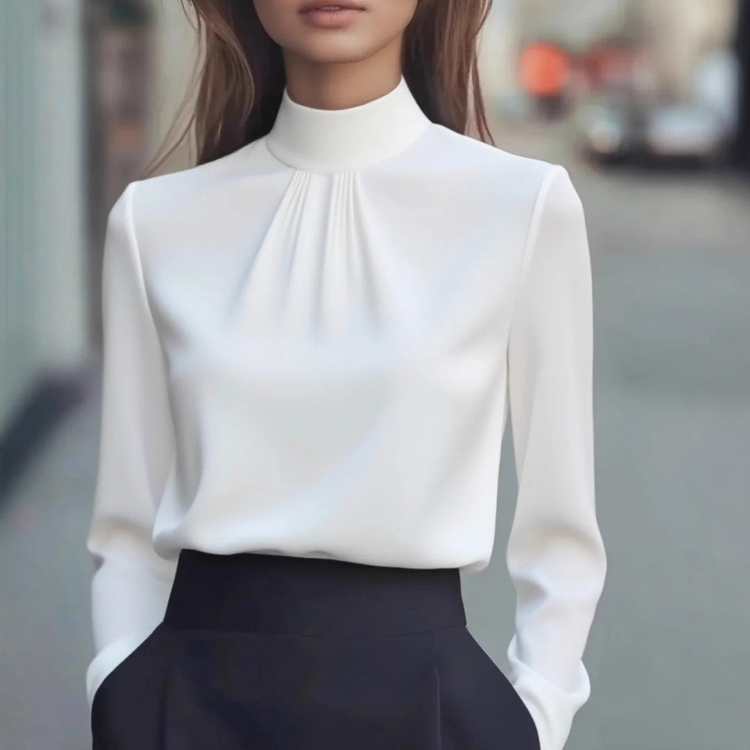 Isabelle Luxe Silky Satin High Neck Women's Blouse