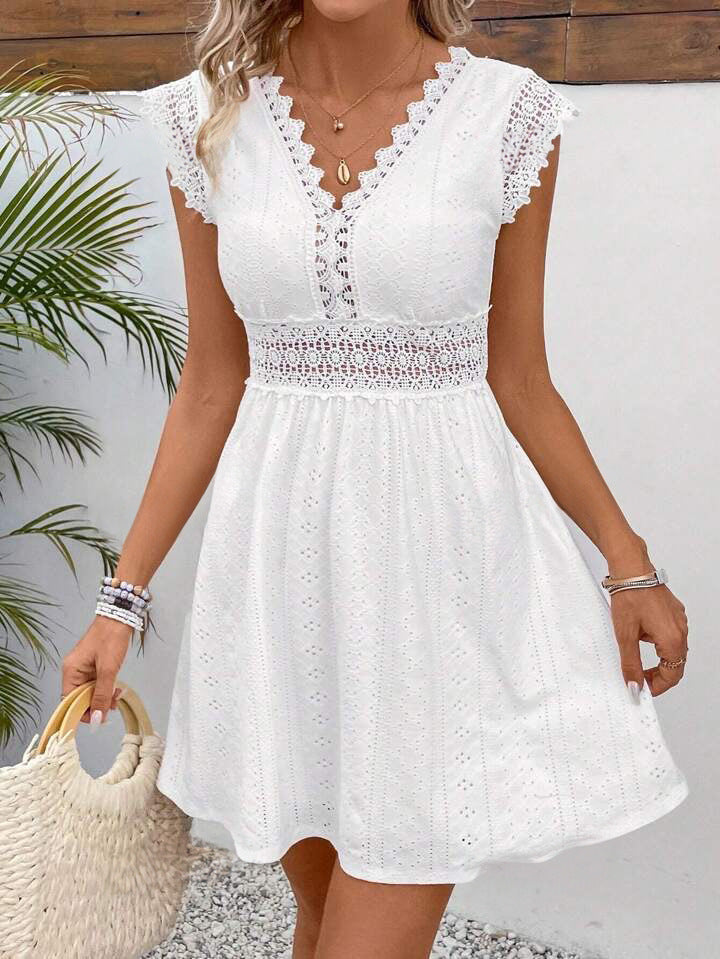 Juliette Lace Eyelet V-Neck Classy & Chic Dress