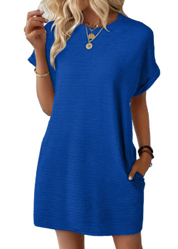 Ava Women's Comfortable & Chic Ribbed Shirt Dress With Pockets
