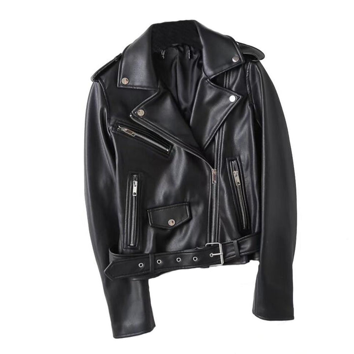 Women's Black Classic Leather Biker Jacket