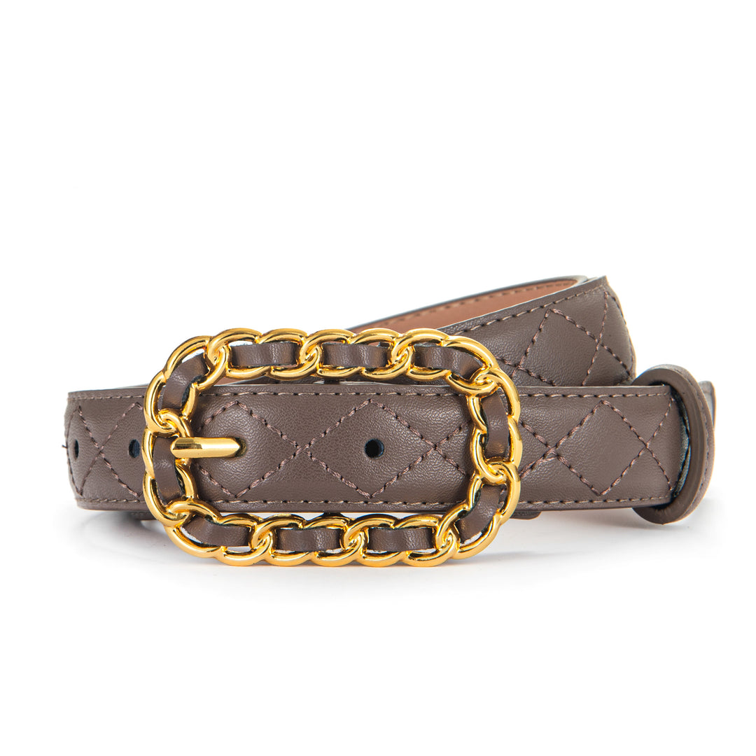 Couture Leather Gold Chain Buckle Belt - 5 Classic Colors
