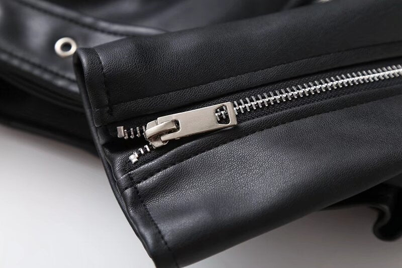 Women's Black Classic Leather Biker Jacket