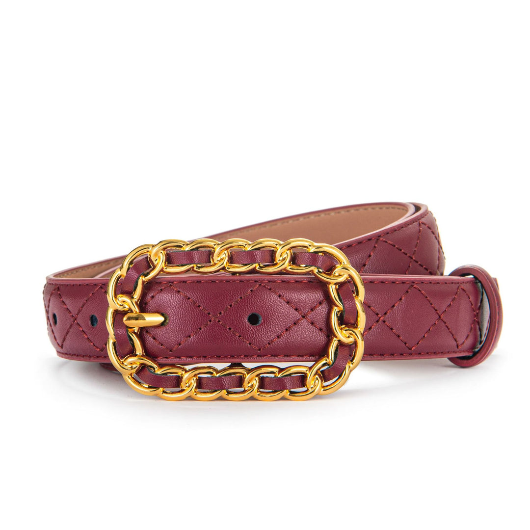 Couture Leather Gold Chain Buckle Belt - 5 Classic Colors