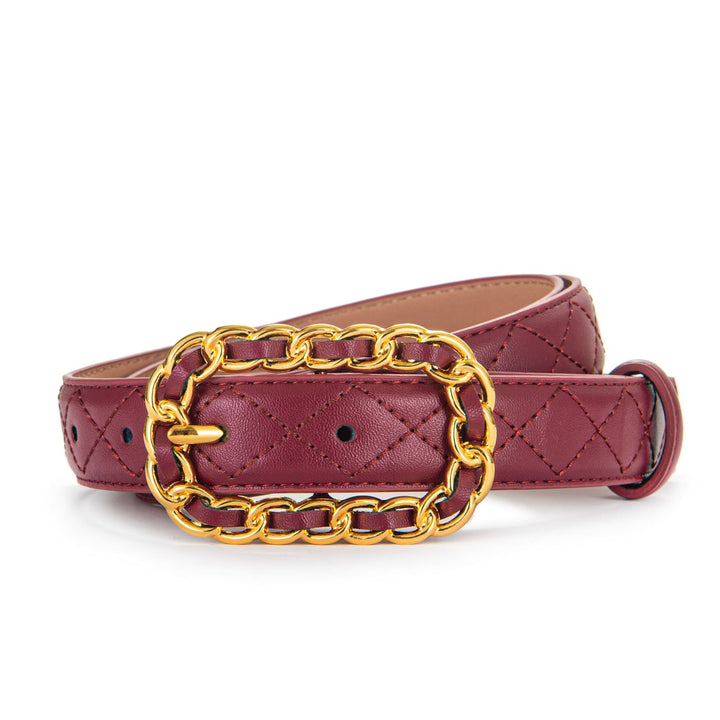 Couture Leather Gold Chain Buckle Belt - 5 Classic Colors