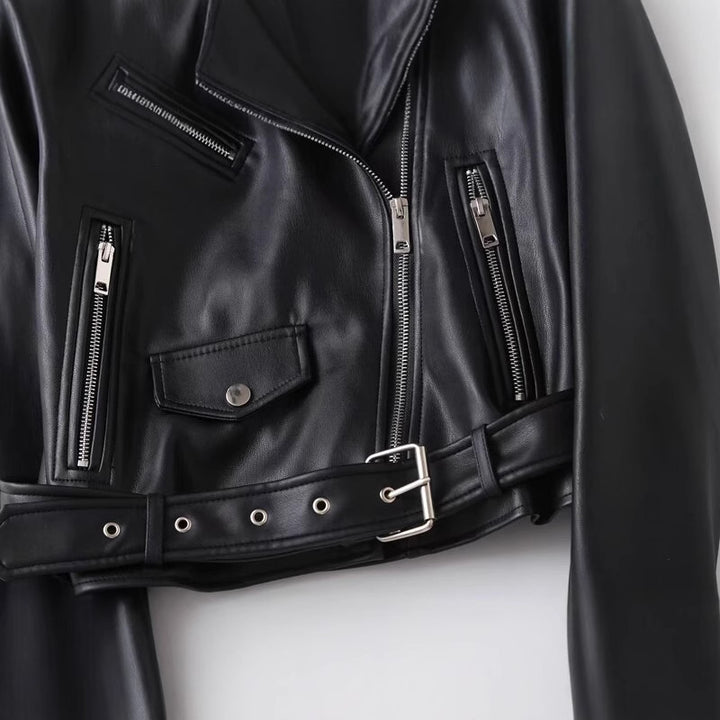 Women's Black Classic Leather Biker Jacket