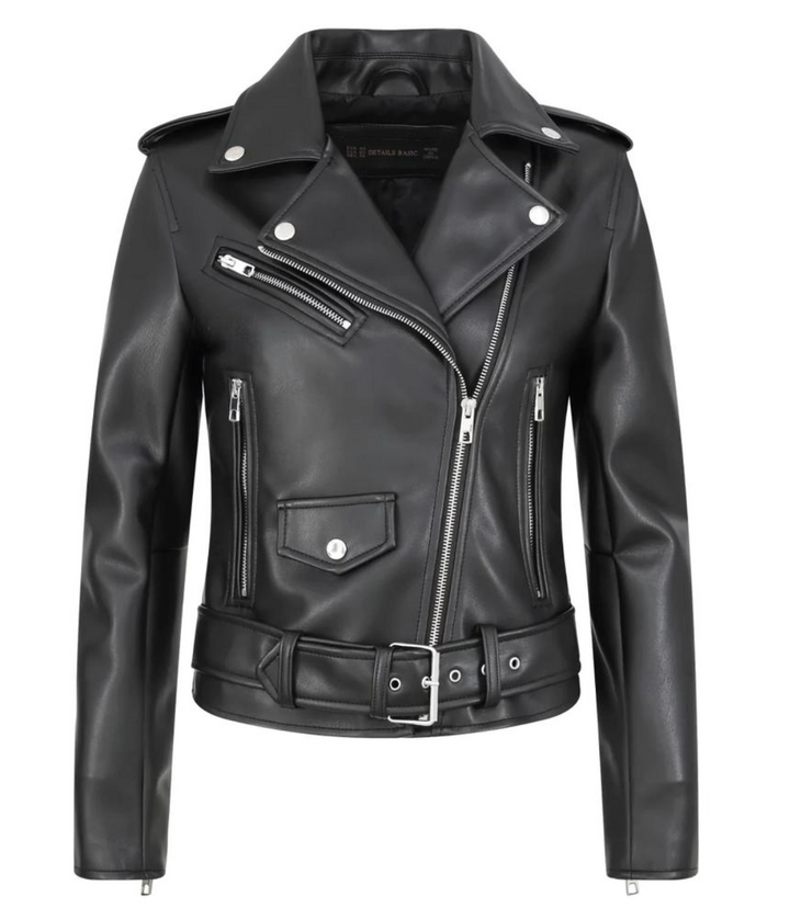 Women's Black Classic Leather Biker Jacket