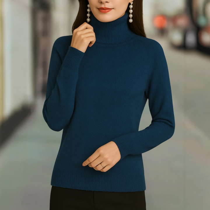 Heather Ultra Soft Classic Pullover Knit Turtleneck Sweater