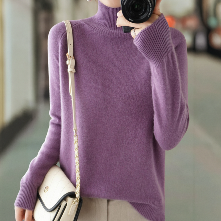 Heather Ultra Soft Classic Pullover Knit Turtleneck Sweater