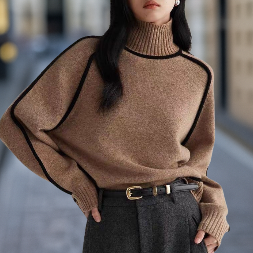 Whistler Ultra Cozy Contrast Trim Knit Turtleneck Women's Sweater