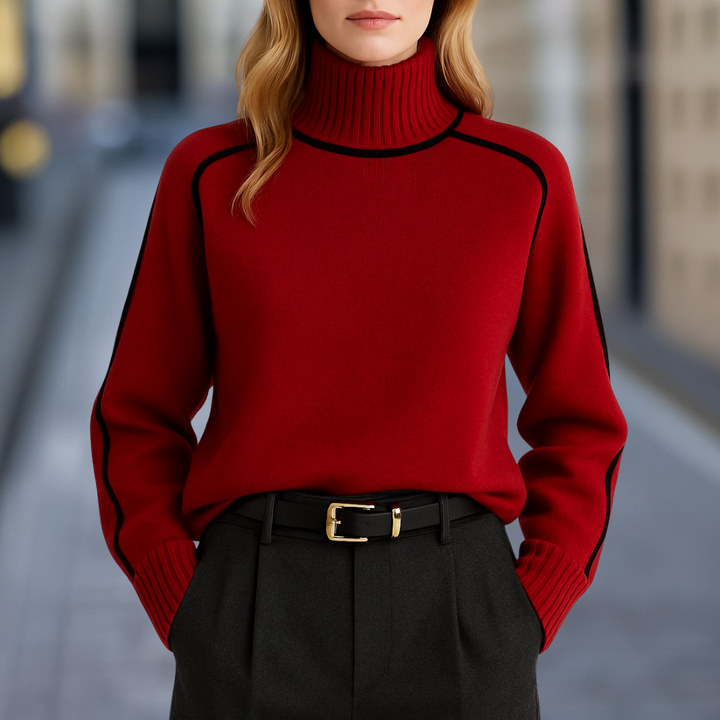 Whistler Ultra Cozy Contrast Trim Knit Turtleneck Women's Sweater