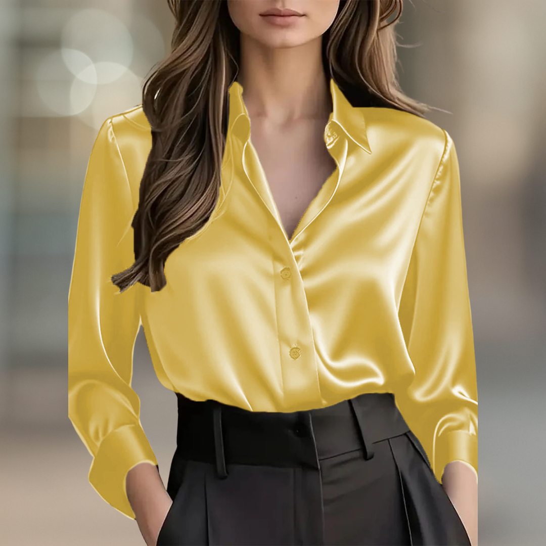 Soho Luxe Satin Button Down Women's Blouse