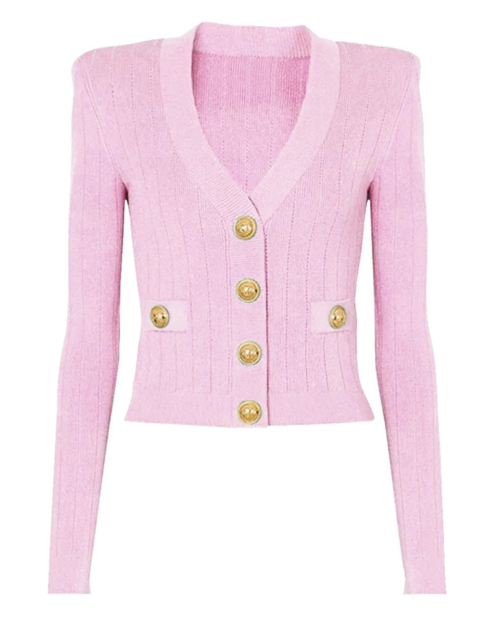 Pink Gold Button Cardigan