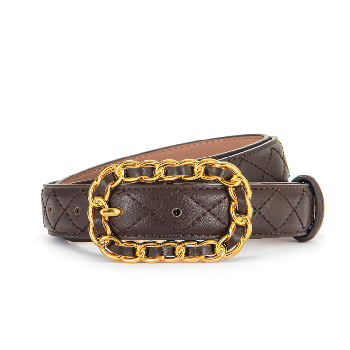 Couture Leather Gold Chain Buckle Belt - 5 Classic Colors