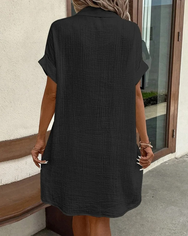 Monaco Women's Button Down Polo Style Shirt Dress With Pockets