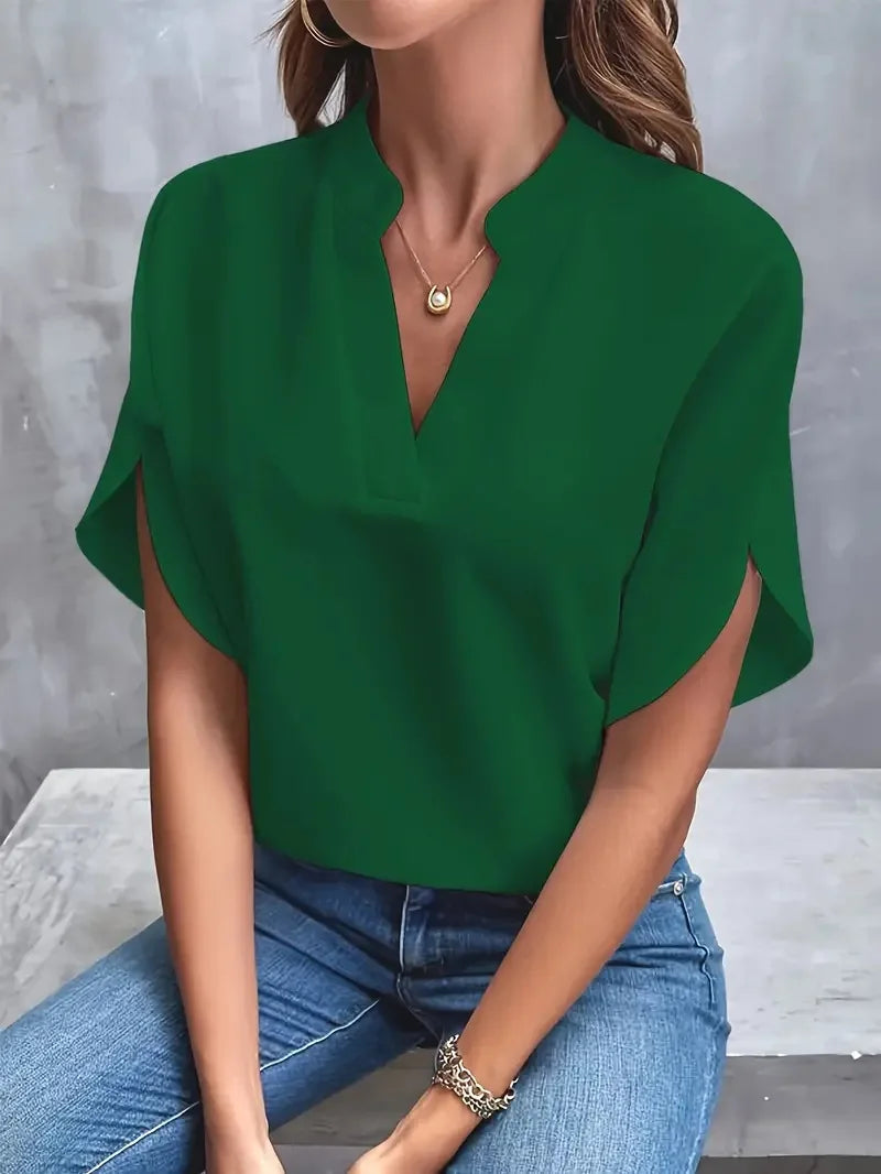 Elena Elegant V-Neck Women's Blouse