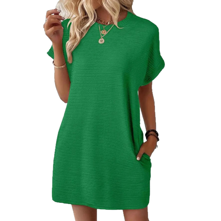 Ava Women's Comfortable & Chic Ribbed Shirt Dress With Pockets