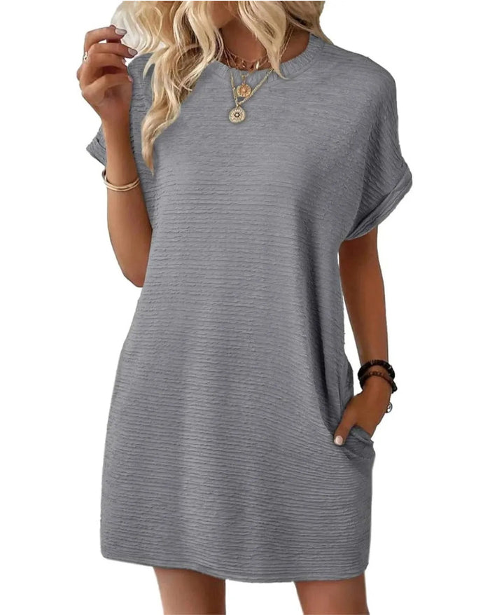 Ava Women's Comfortable & Chic Ribbed Shirt Dress With Pockets