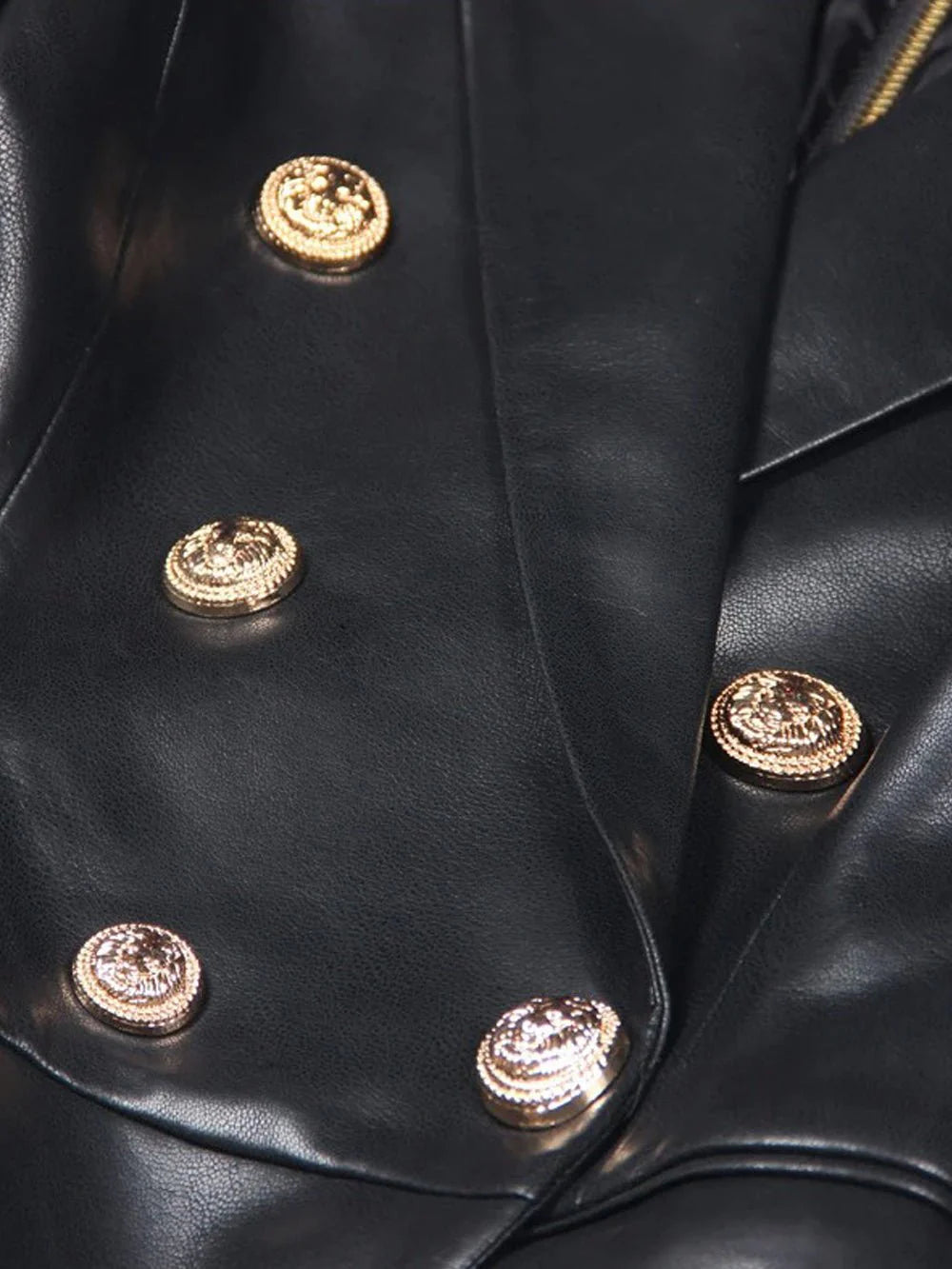 Black Leather Gold Button Blazer Dress Haute In Couture Black Leather Gold Button Blazer Dress Haute In Couture