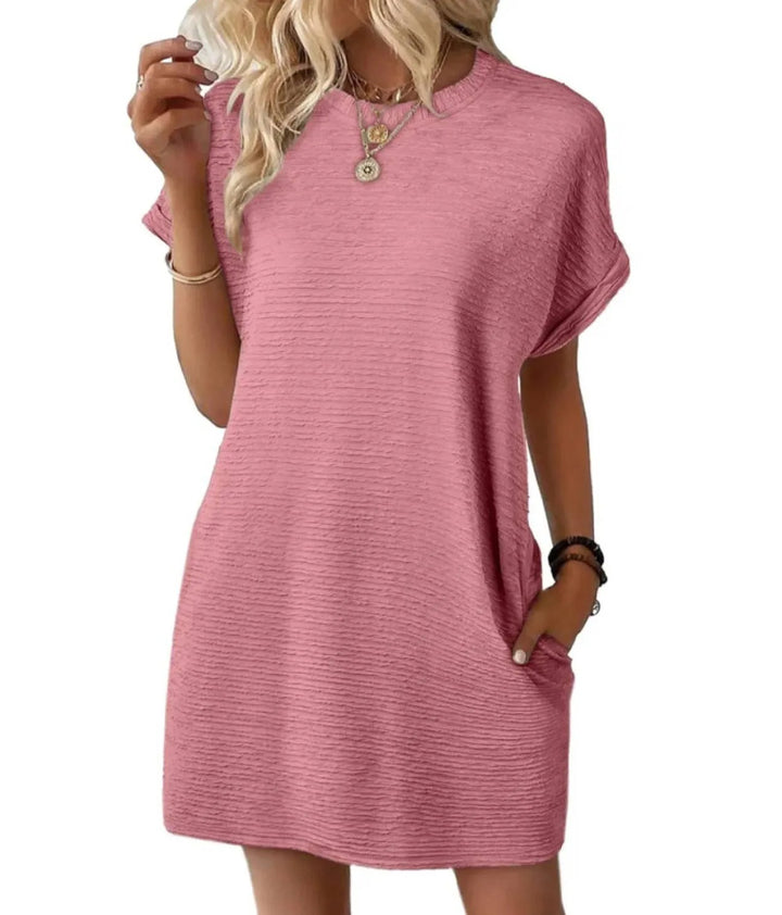 Ava Women's Comfortable & Chic Ribbed Shirt Dress With Pockets