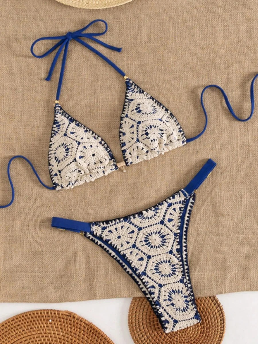 Capri Blue & White Crochet Resort Bikini